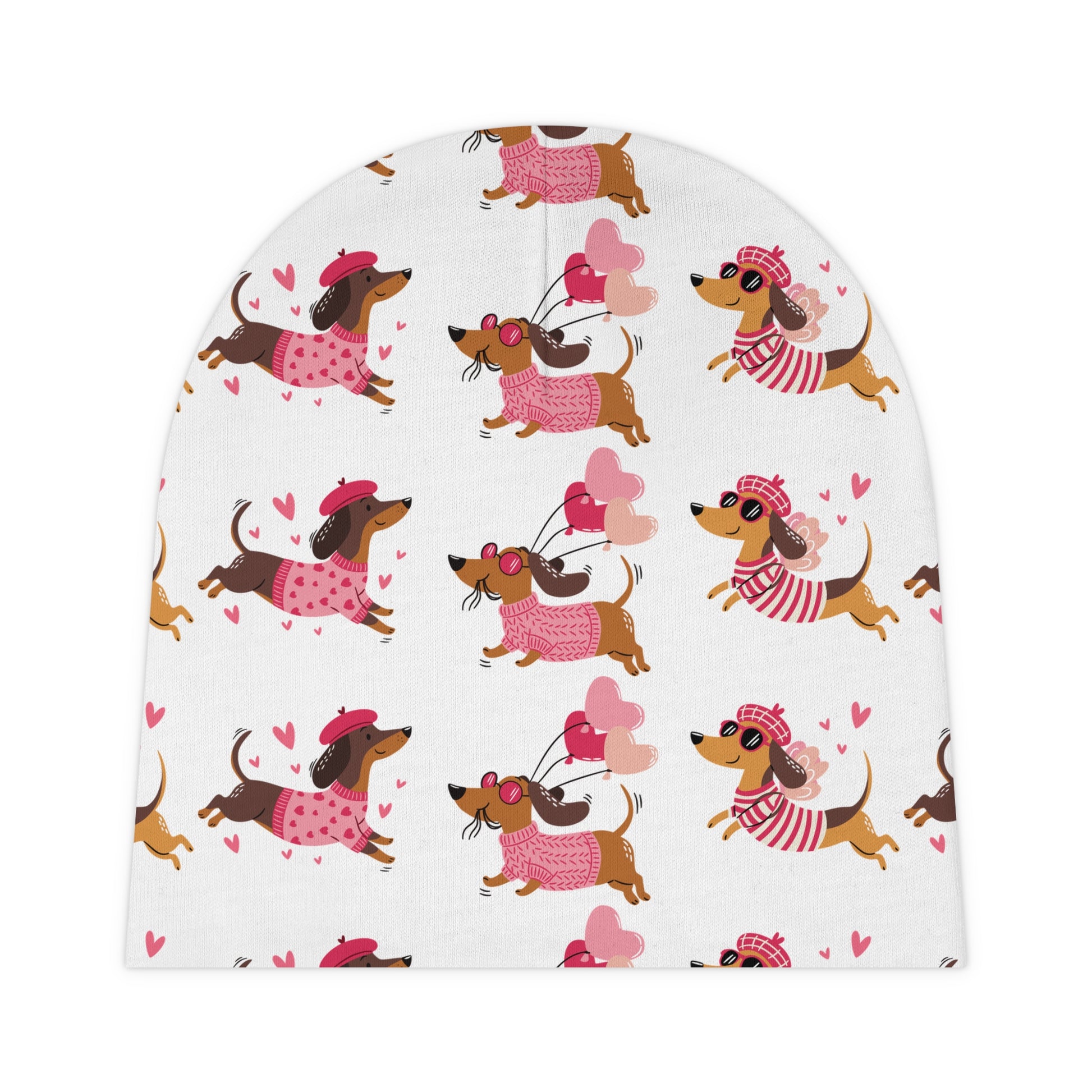 Baby Beanie (AOP) - Valentines - Three Dachshund - [[{"value":"Wonderwear Kid"}]]