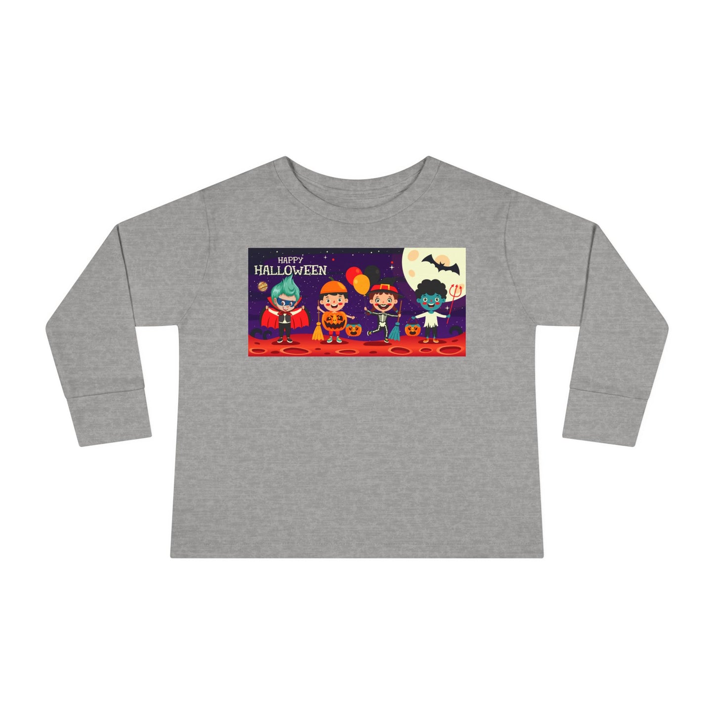Toddler Long Sleeve Tee - Super kiddo with friends on holloween