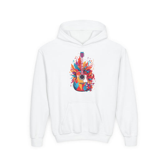 Youth Heavy Blend Hooded Sweatshirt - Colorful Guitar
