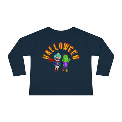Toddler Long Sleeve Tee - Holloween with super kiddo Printify