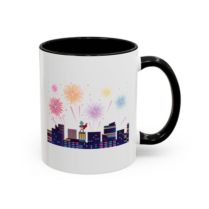 Accent Coffee Mug - Super kiddo with fireworks - [[{"value":"Wonderwear Kid"}]]