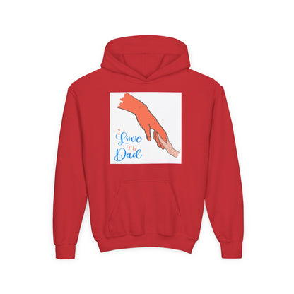 Youth Heavy Blend Hooded Sweatshirt -  Child and dad holding hands Printify
