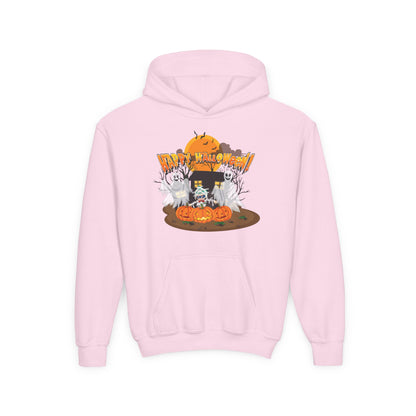 Youth Heavy Blend Hooded Sweatshirt - Super kiddo with ghost - [[{"value":"Wonderwear Kid"}]]