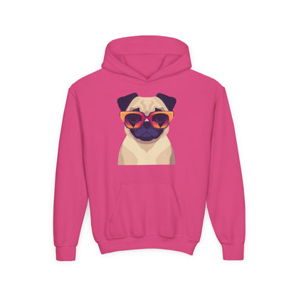 Kids Cool Pug Sunglasses Hoodie Printify