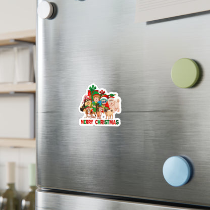 Christmas Kiss-Cut Vinyl Decals – Christmas with super kiddo pet friends with text - [[{"value":"Wonderwear Kid"}]]