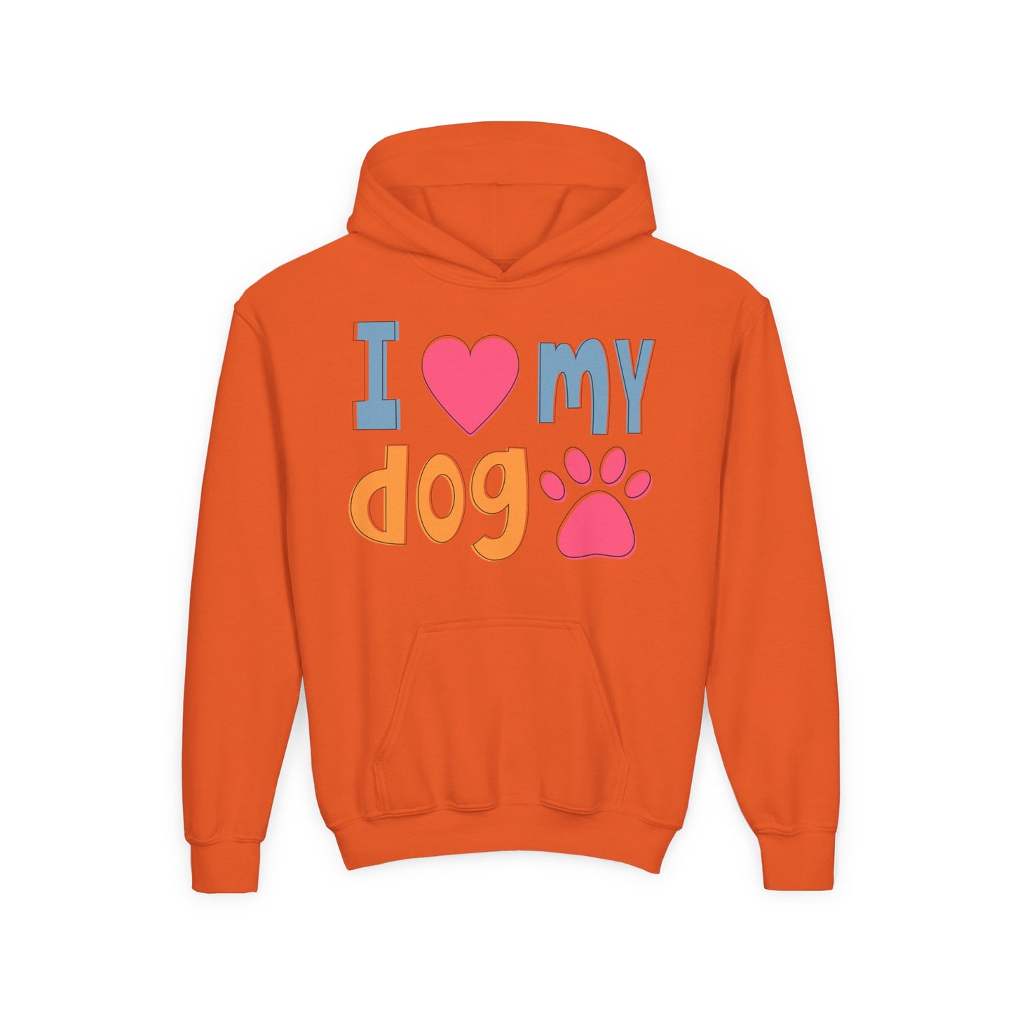 Youth Heavy Blend Hooded Sweatshirt - I love my dog