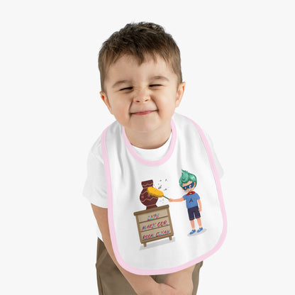 Baby Bib - Super kiddo cleaning a vase - [[{"value":"Wonderwear Kid"}]]