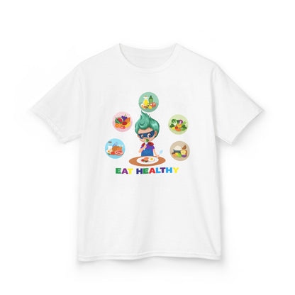 Kids Heavy Cotton™ Tee - Supper kiddo showing healthy food to eat - [[{"value":"Wonderwear Kid"}]]