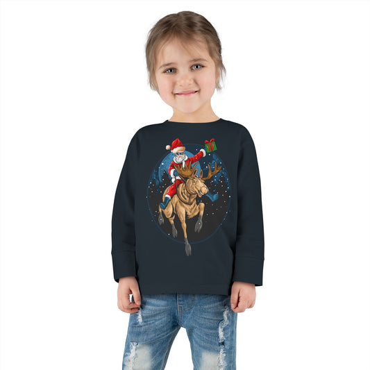 Toddler Long Sleeve Tee - Super kiddo riding a reindeer - [[{"value":"Wonderwear Kid"}]]