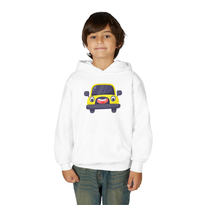 Kids Yellow Car Hoodie Printify