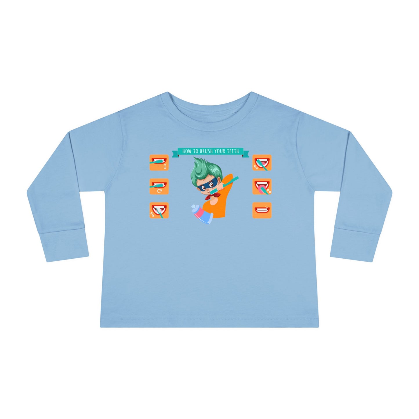 Toddler Long Sleeve Tee - Super kiddo how to brush teeth - [[{"value":"Wonderwear Kid"}]]