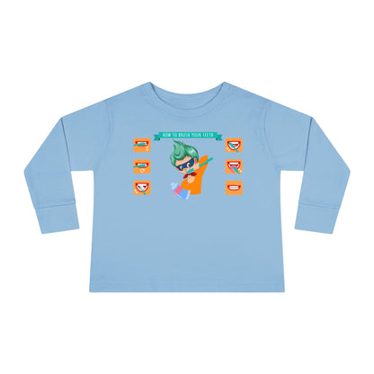 Toddler Long Sleeve Tee - Super kiddo how to brush teeth - [[{"value":"Wonderwear Kid"}]]
