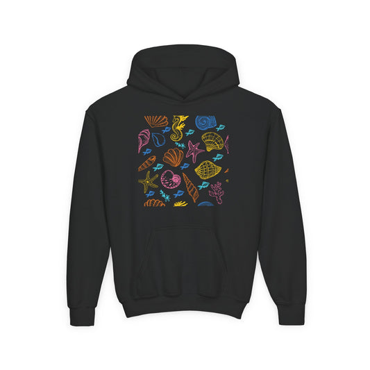 Youth Heavy Blend Hooded Sweatshirt - Sea creatures Printify