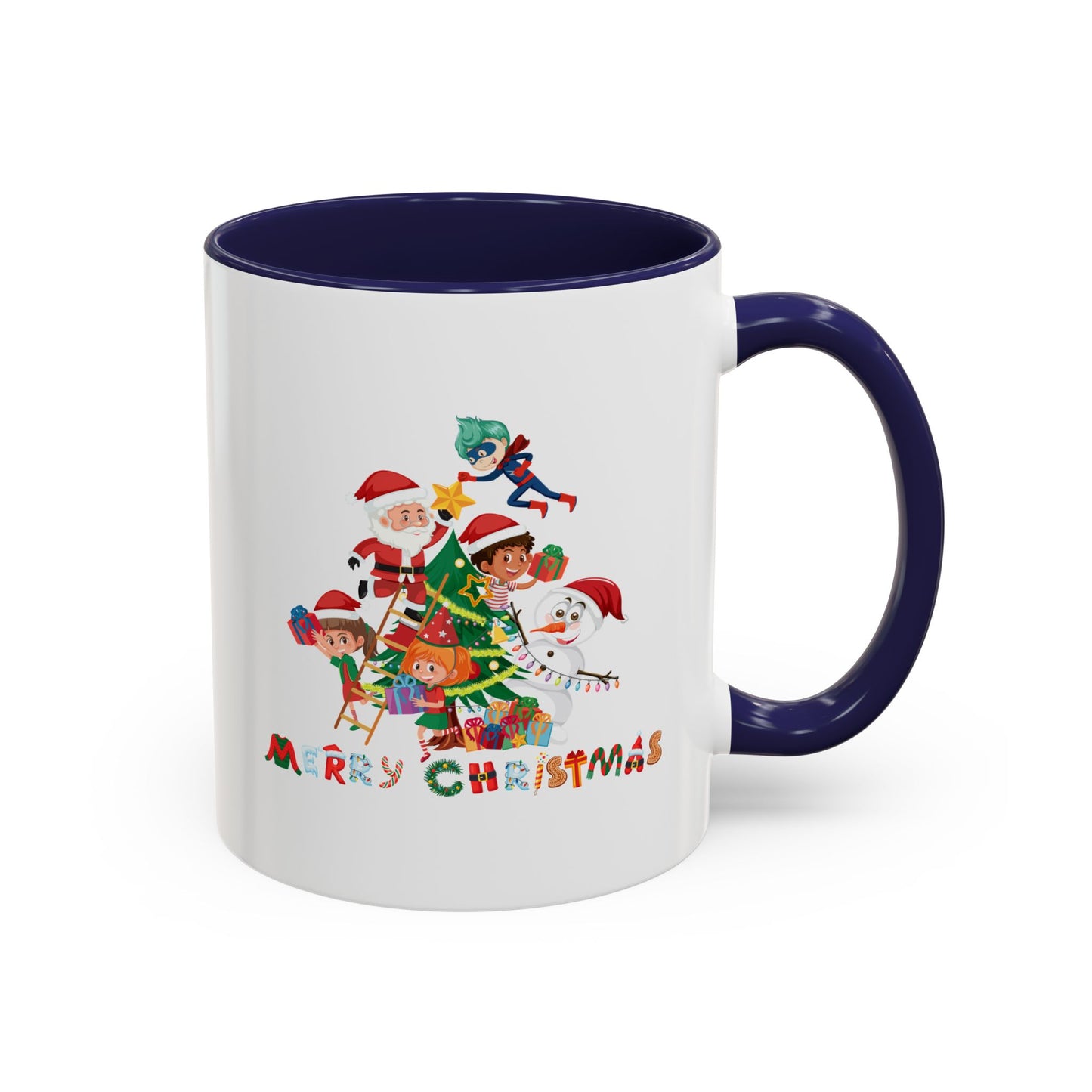 Accent Coffee Mug - Super kiddo making christmas tree with text