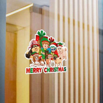 Christmas Kiss-Cut Vinyl Decals – Christmas with super kiddo pet friends with text - [[{"value":"Wonderwear Kid"}]]