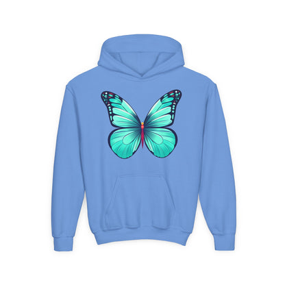 Youth Heavy Blend Hooded Sweatshirt - Butterfly - blue Printify