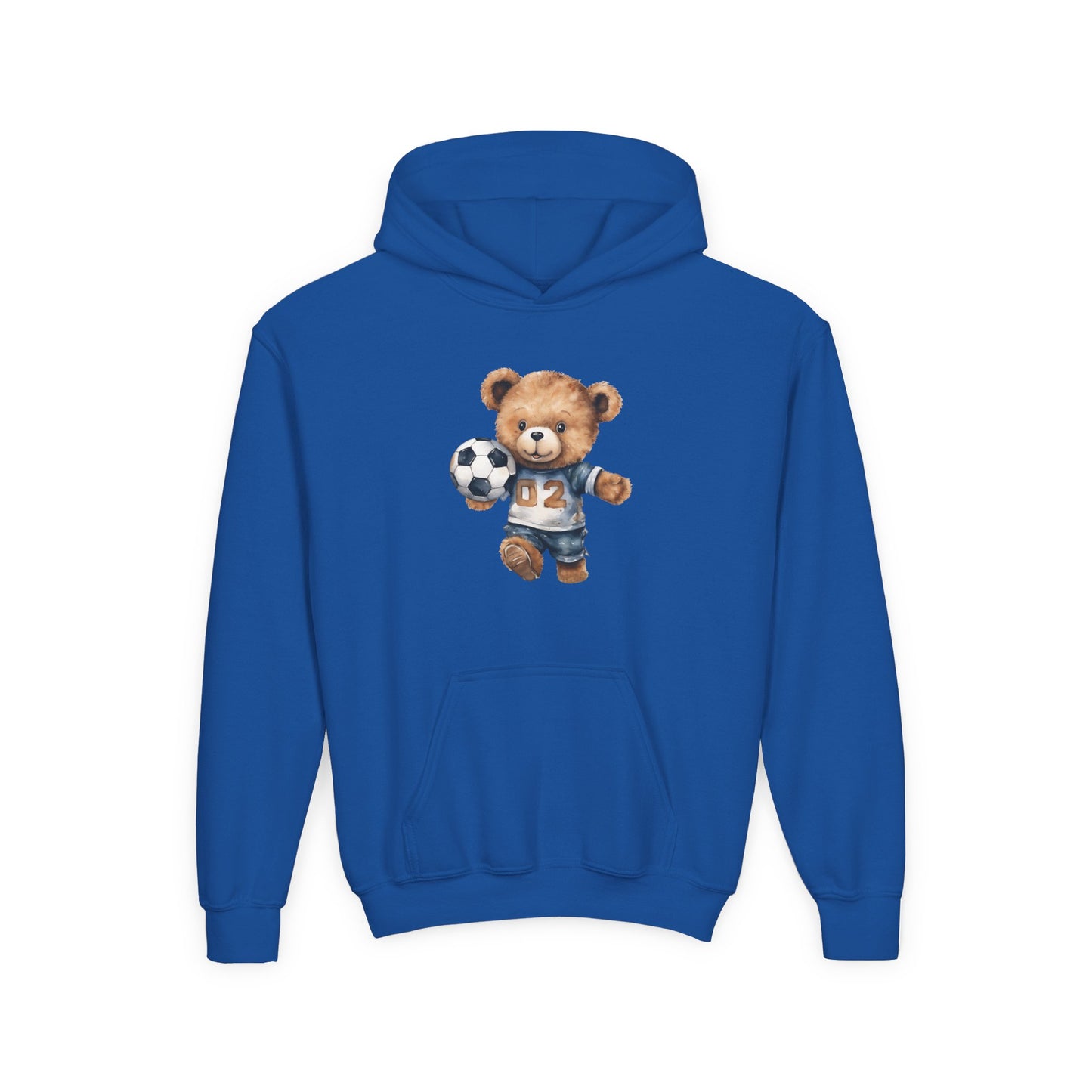 Youth Heavy Blend Hooded Sweatshirt - Adorable Soccer Bear