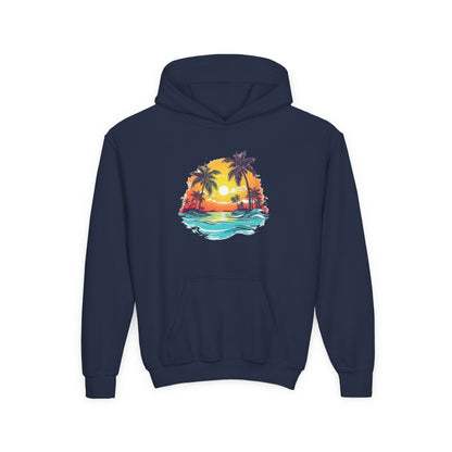 Youth Heavy Blend Hooded Sweatshirt - Summer tropical Printify