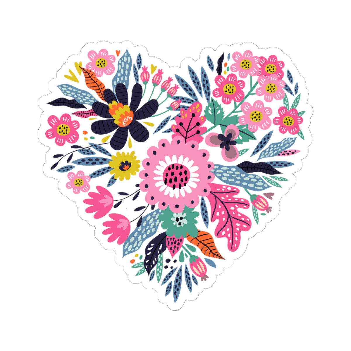 Kiss-Cut Vinyl Decals - Flower hearts