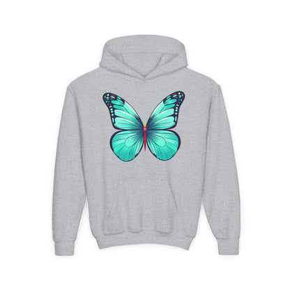 Youth Heavy Blend Hooded Sweatshirt - Butterfly - blue Printify