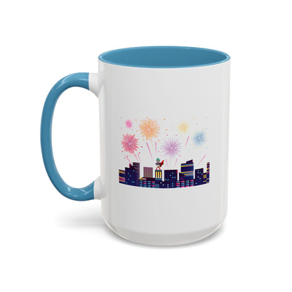 Accent Coffee Mug - Super kiddo with fireworks - [[{"value":"Wonderwear Kid"}]]