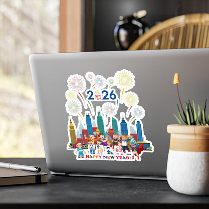 Christmas Kiss-Cut Vinyl Decals – Happy new year with fireworks - [[{"value":"Wonderwear Kid"}]]