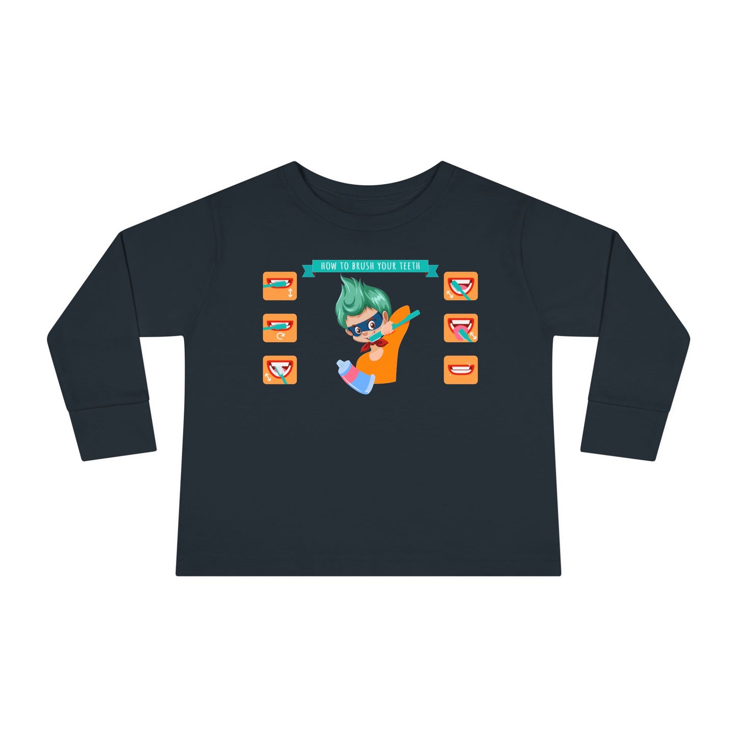 Toddler Long Sleeve Tee - Super kiddo how to brush teeth - [[{"value":"Wonderwear Kid"}]]