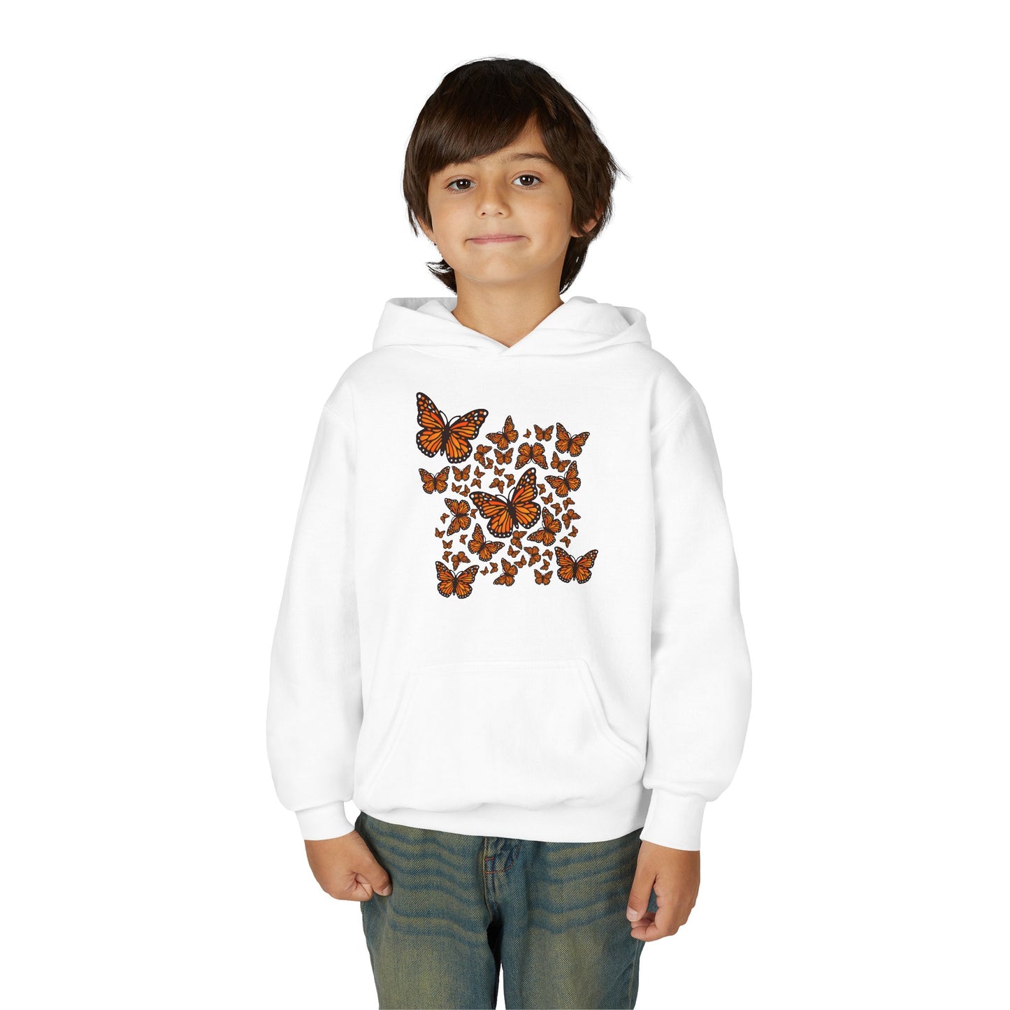 Youth Heavy Blend Hooded Sweatshirt -  Monarch butterflies