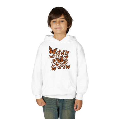 Youth Heavy Blend Hooded Sweatshirt -  Monarch butterflies Printify