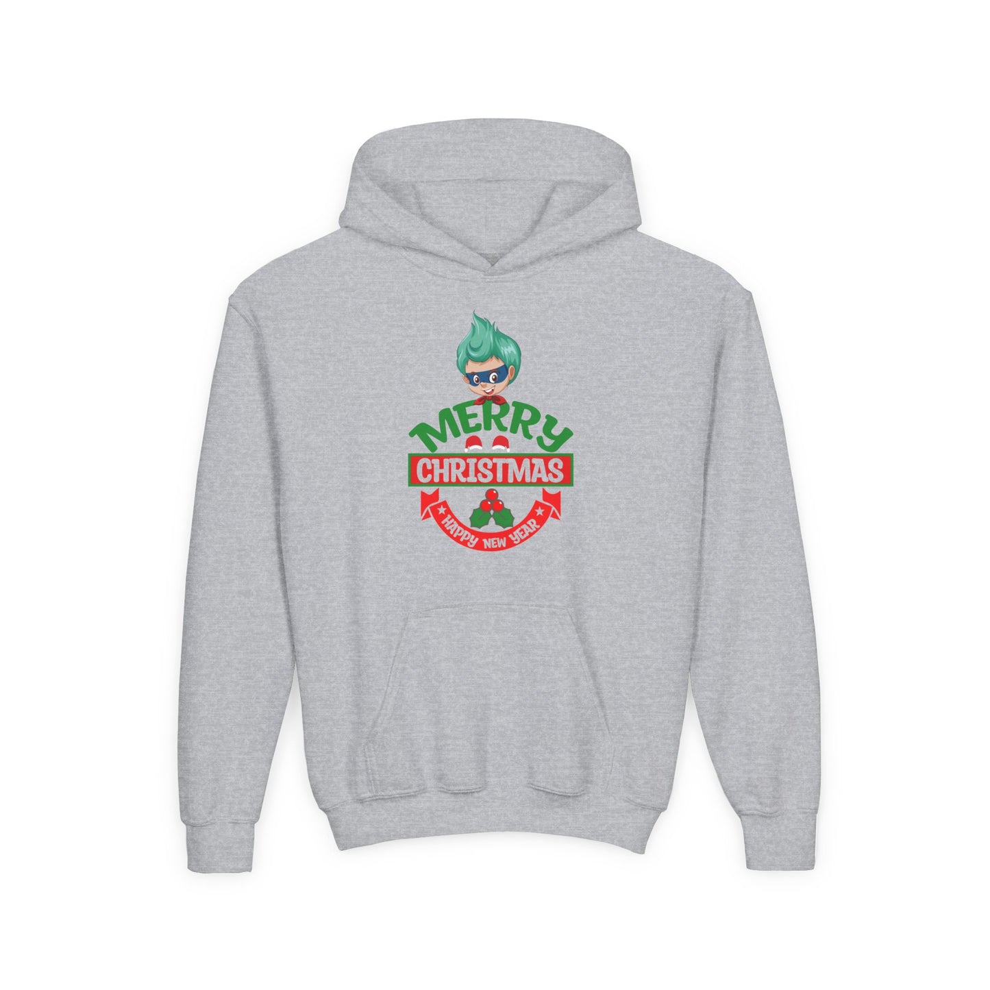Youth Heavy Blend Hooded Sweatshirt - Merry chridtmas from super kiddo