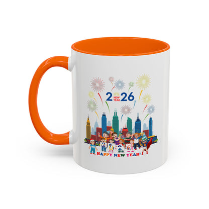 Accent Coffee Mug - Happy new year with fireworks - [[{"value":"Wonderwear Kid"}]]