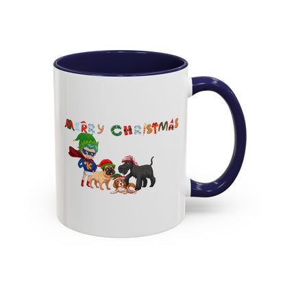 Accent Coffee Mug - Super kiddo woith pet friends - [[{"value":"Wonderwear Kid"}]]