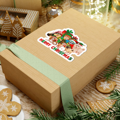 Kiss-Cut Stickers - Christmas with super kiddo pet friends with text - [[{"value":"Wonderwear Kid"}]]