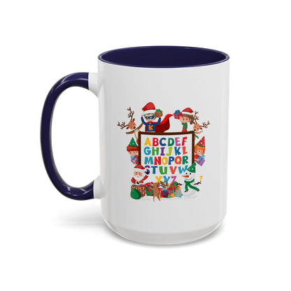 Accent Coffee Mug - Christmas alphabet with super kiddo - [[{"value":"Wonderwear Kid"}]]