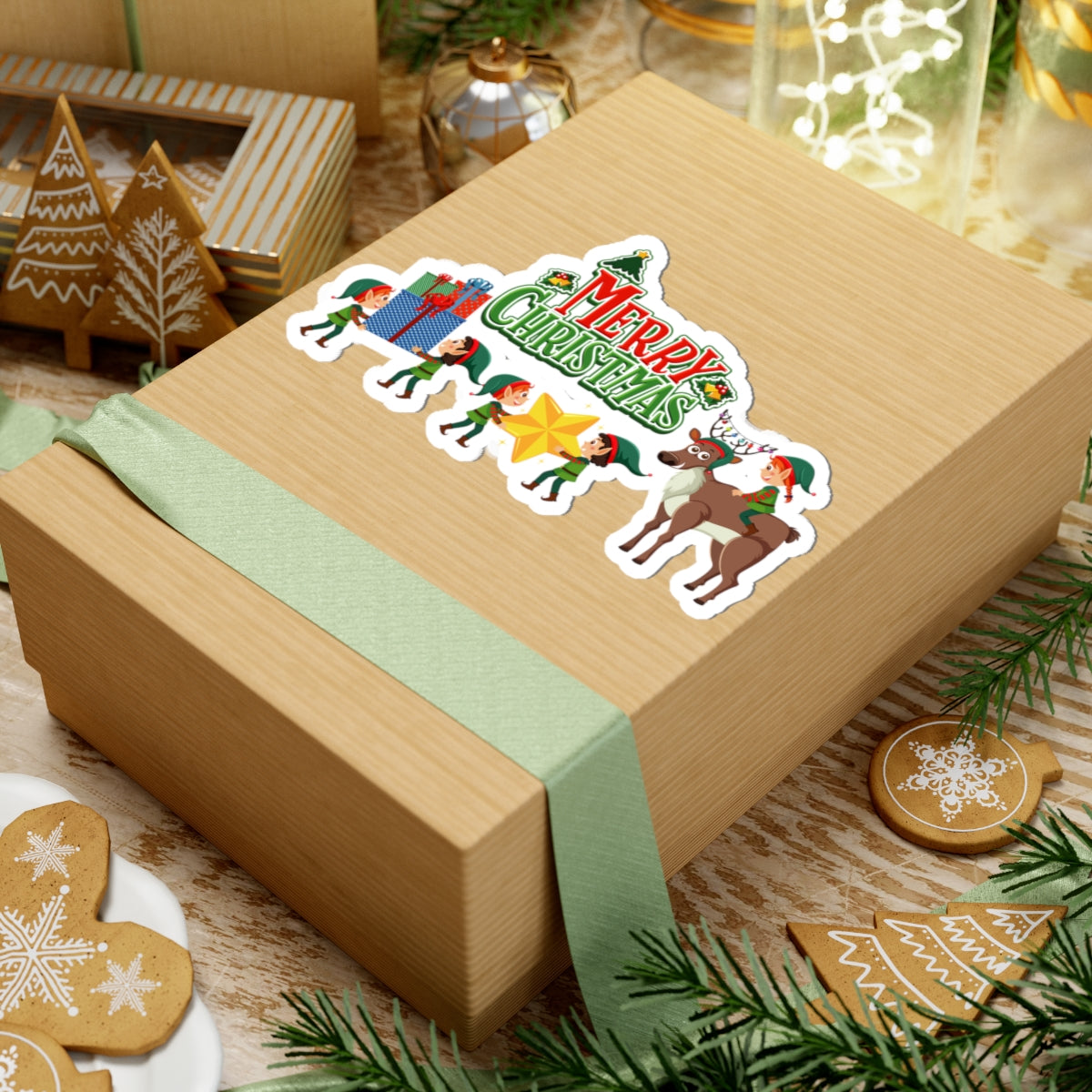 Kiss-Cut Stickers - Merry christmas and reindeer - [[{"value":"Wonderwear Kid"}]]