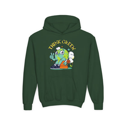 Youth Heavy Blend Hooded Sweatshirt - Think Green Design Printify