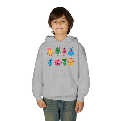 Youth Heavy Blend Hooded Sweatshirt - Set of monsters Printify