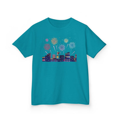 Kids Heavy Cotton™ Tee - Super kiddo with fireworks - [[{"value":"Wonderwear Kid"}]]