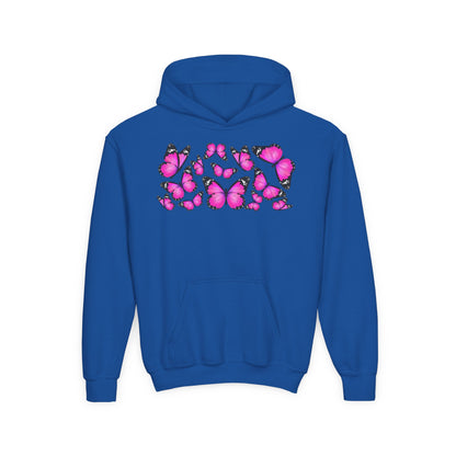 Youth Heavy Blend Hooded Sweatshirt -  Beautiful purple monarch Printify