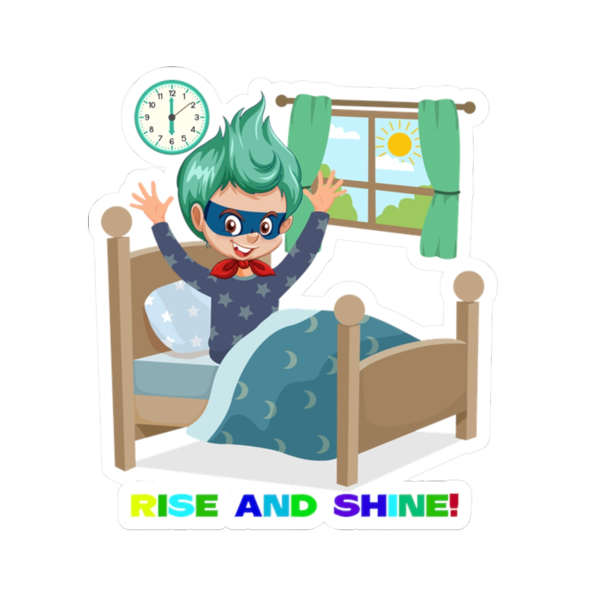 Kiss-Cut Stickers - Super kiddo teaches us to wake up early - [[{"value":"Wonderwear Kid"}]]