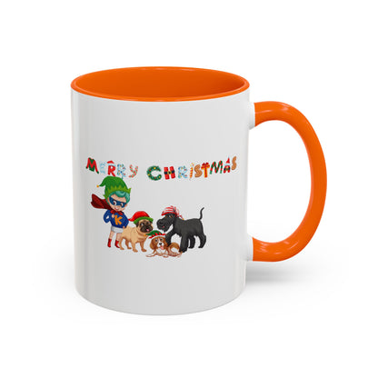 Accent Coffee Mug - Super kiddo woith pet friends - [[{"value":"Wonderwear Kid"}]]