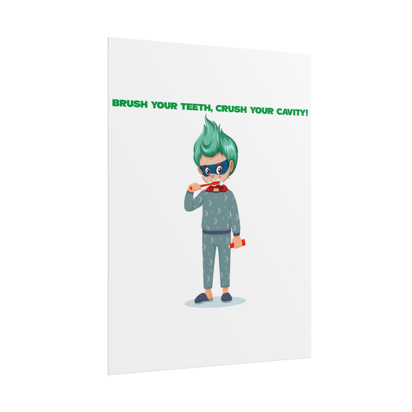 Rolled Posters - Super kiddo brushing teeth - [[{"value":"Wonderwear Kid"}]]