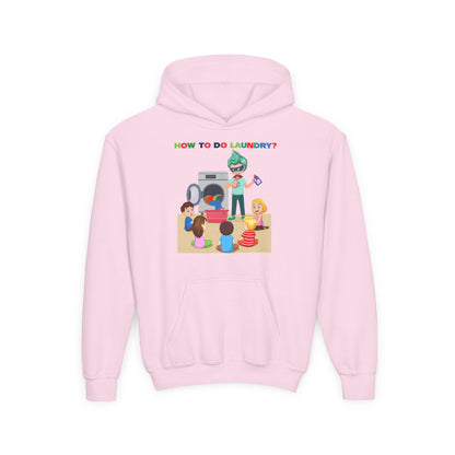 Youth Heavy Blend Hooded Sweatshirt - super kiddo teaching laundry - [[{"value":"Wonderwear Kid"}]]