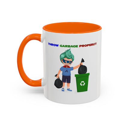 Accent Coffee Mug - Super kiddo taking trash out - [[{"value":"Wonderwear Kid"}]]
