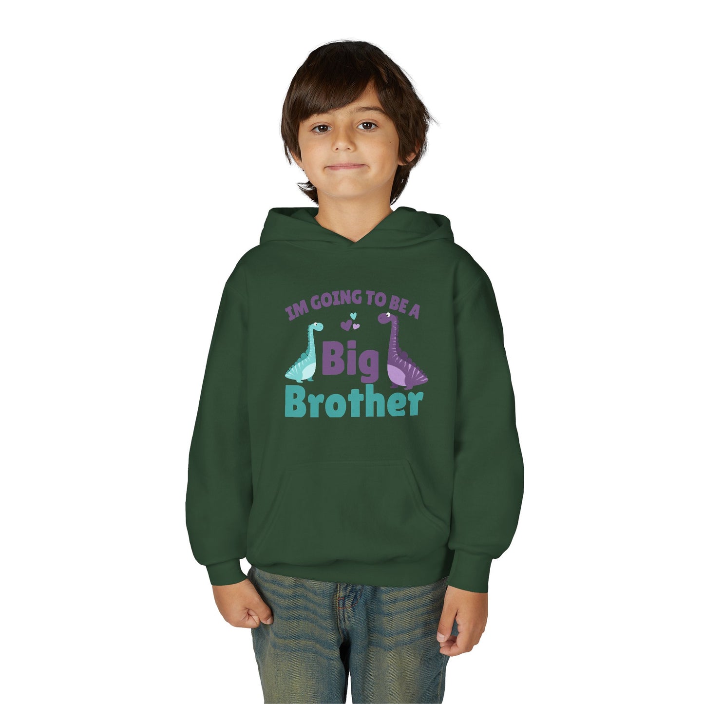 Youth Heavy Blend Hooded Sweatshirt - Big Brother Dinosaur