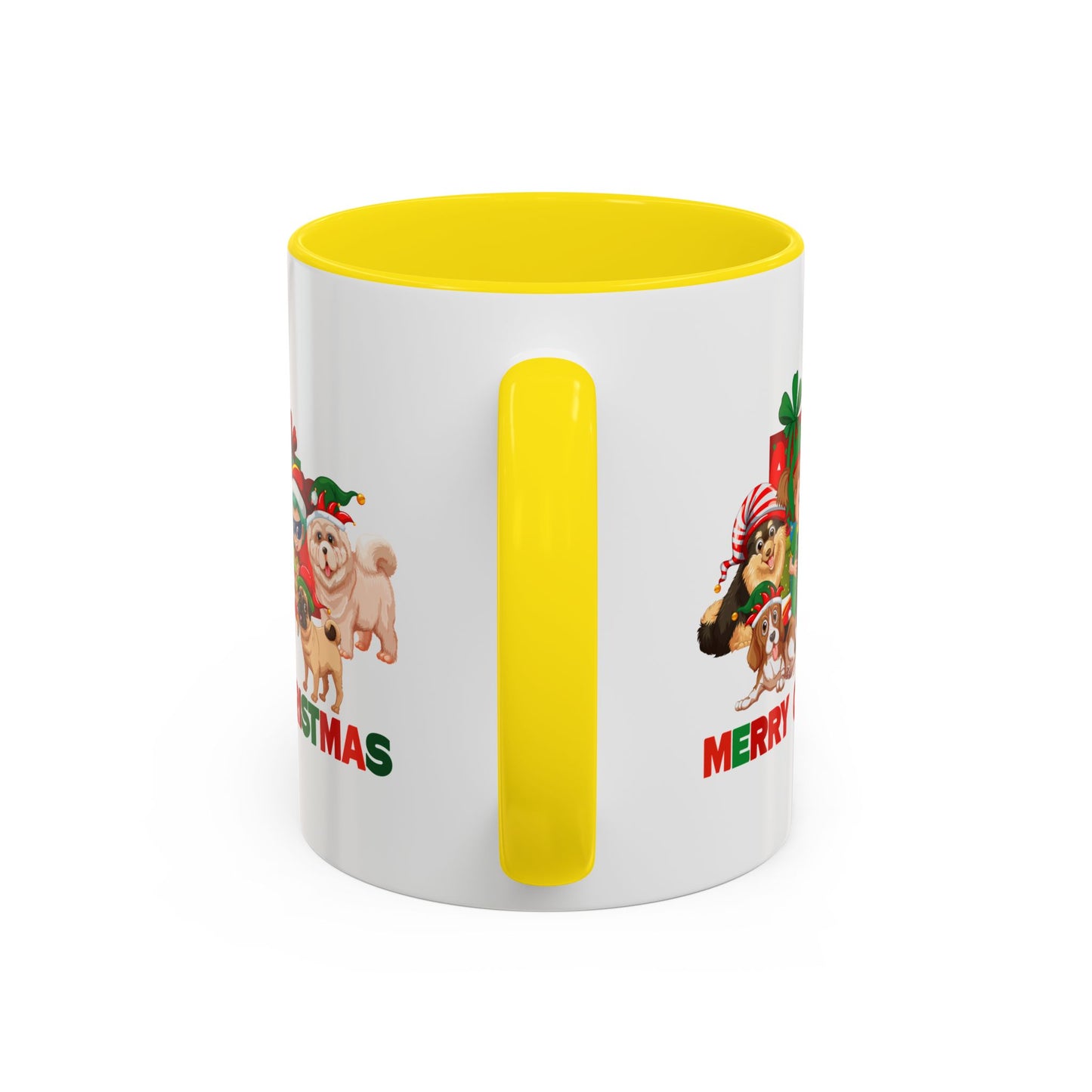 Accent Coffee Mug - Christmas with super kiddo pet friends with text