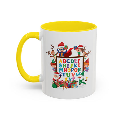 Accent Coffee Mug - Christmas alphabet with super kiddo - [[{"value":"Wonderwear Kid"}]]
