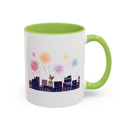 Accent Coffee Mug - Super kiddo with fireworks - [[{"value":"Wonderwear Kid"}]]