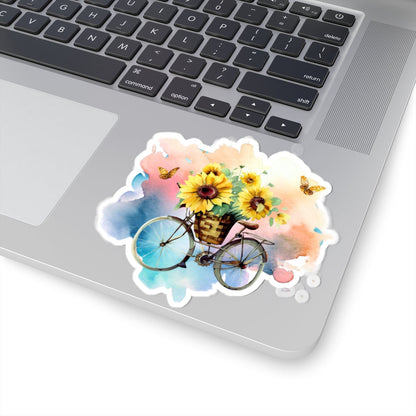 Kiss-Cut Stickers - Flower Bicycle Printify