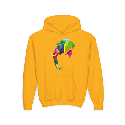 Youth hoodie with adorable elephant design Printify
